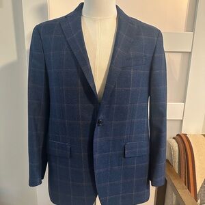 Onward Reserve Men’s Sport Coat Blue Windowpane Zignone Italian Fabric